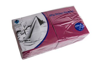 Pack Of 2000 Burgundy 2ply 8 Fold Dinner Napkins 40cm x 40cm